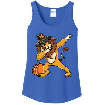 Dabbing Pilgrim Lion Thanksgiving Gift Ladies Essential Tank