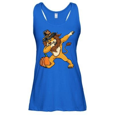 Dabbing Pilgrim Lion Thanksgiving Gift Ladies Essential Flowy Tank