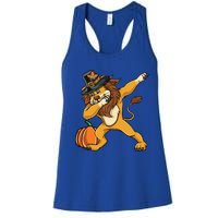 Dabbing Pilgrim Lion Thanksgiving Gift Women's Racerback Tank