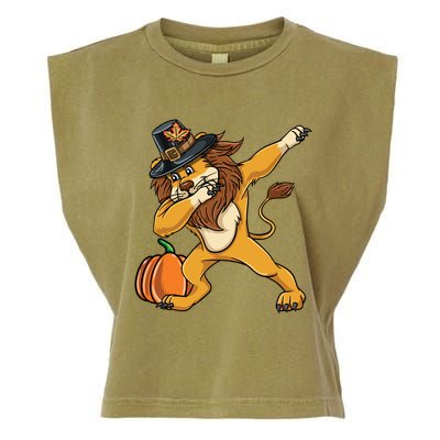 Dabbing Pilgrim Lion Thanksgiving Gift Garment-Dyed Women's Muscle Tee