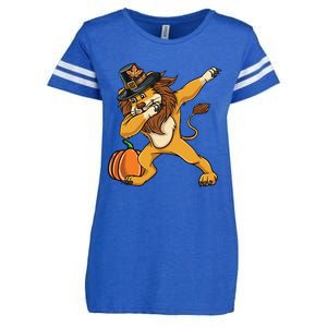 Dabbing Pilgrim Lion Thanksgiving Gift Enza Ladies Jersey Football T-Shirt