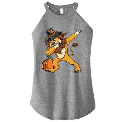 Dabbing Pilgrim Lion Thanksgiving Gift Women's Perfect Tri Rocker Tank