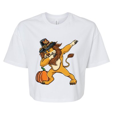 Dabbing Pilgrim Lion Thanksgiving Gift Bella+Canvas Jersey Crop Tee