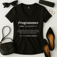 Definition Programmer Meaning Computer Science & Coding Women's V-Neck T-Shirt