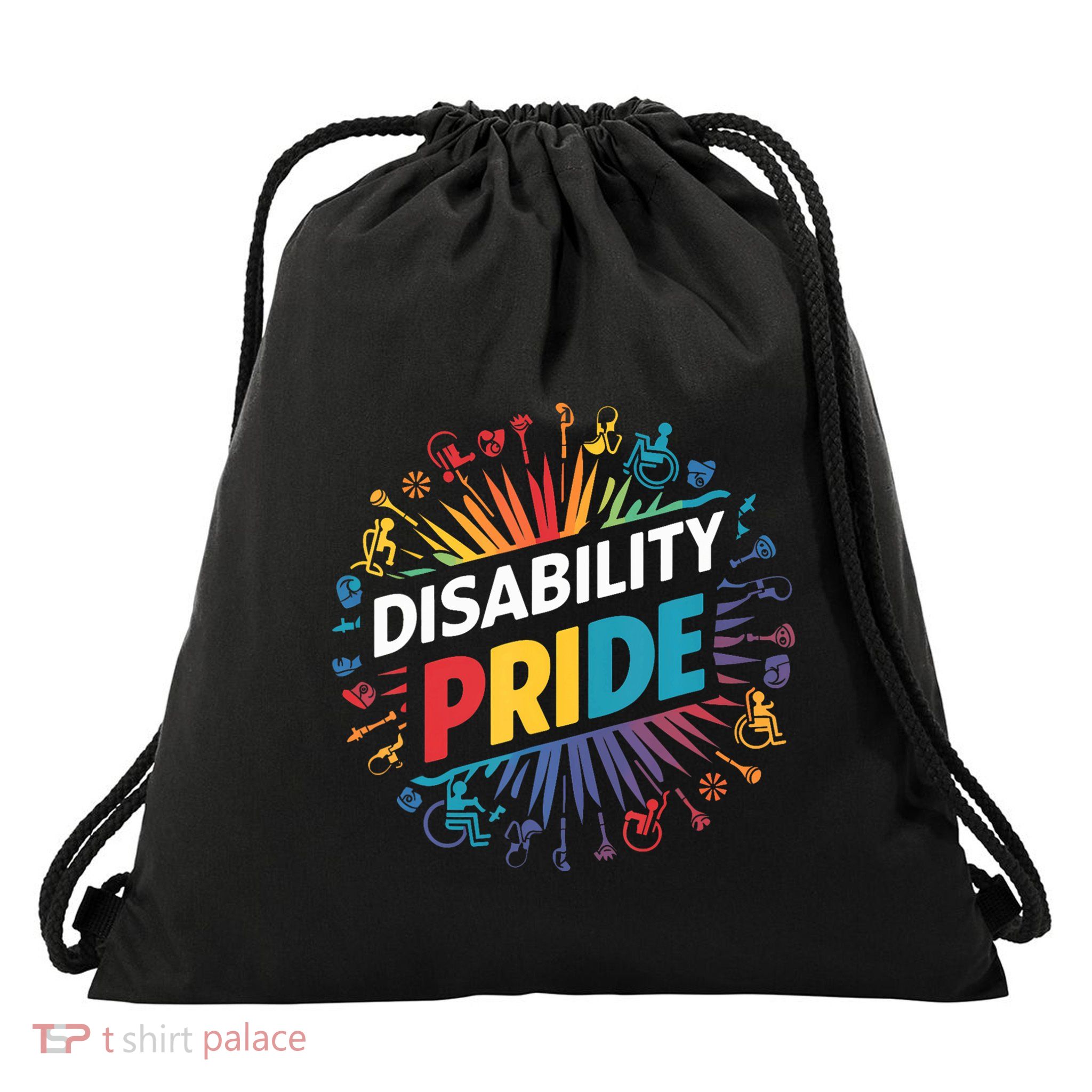 Disability Pride Month Awareness Proud Disabled Drawstring Bag