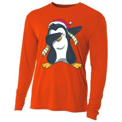 Dabbing Penguin (Matching Group Options!) Funny Christmas Gift Cooling Performance Long Sleeve Crew