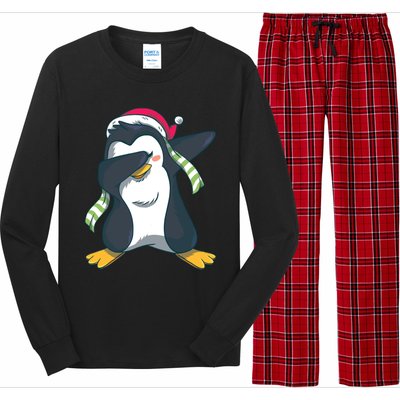 Dabbing Penguin (Matching Group Options!) Funny Christmas Gift Long Sleeve Pajama Set