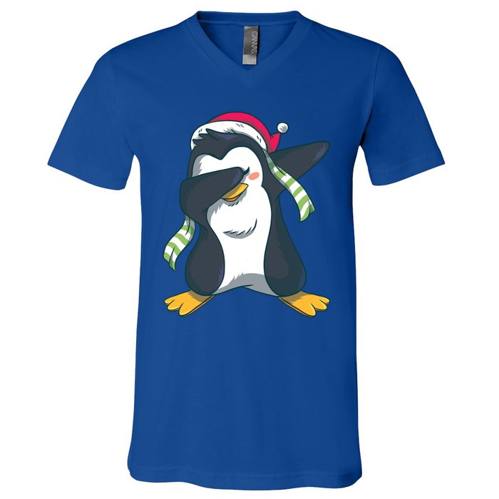 Dabbing Penguin (Matching Group Options!) Funny Christmas Gift V-Neck T-Shirt