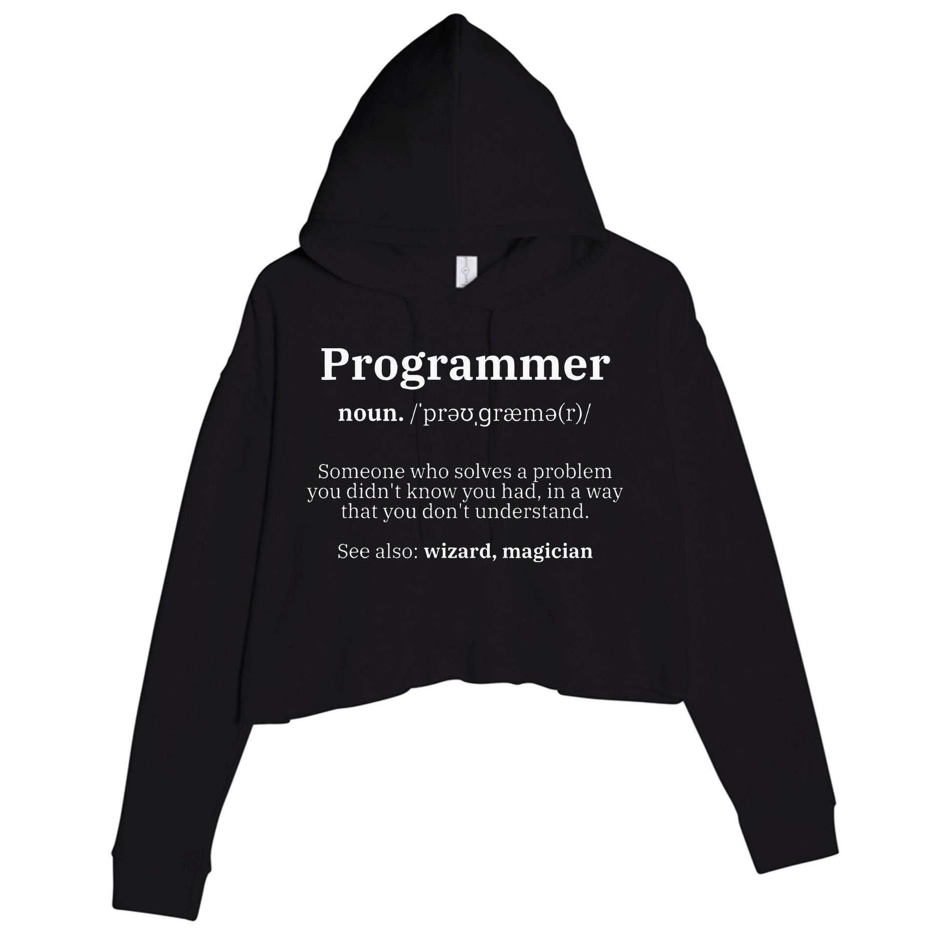 Definition Programmer Meaning Computer Science & Coding Crop Fleece Hoodie