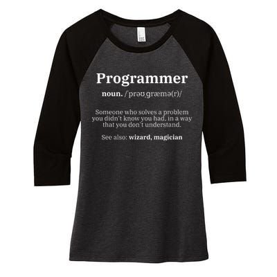 Definition Programmer Meaning Computer Science & Coding Women's Tri-Blend 3/4-Sleeve Raglan Shirt