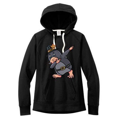 Dabbing Pilgrim Mole Thanksgiving Mole Gift Women's Fleece Hoodie