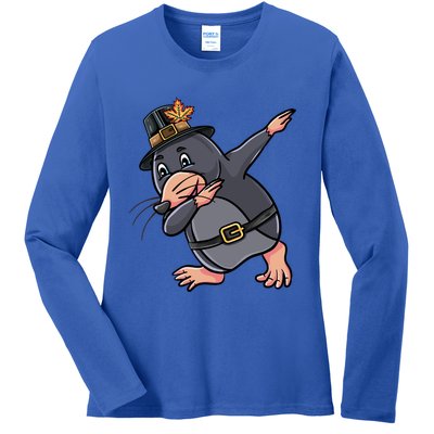 Dabbing Pilgrim Mole Thanksgiving Mole Gift Ladies Long Sleeve Shirt