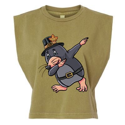 Dabbing Pilgrim Mole Thanksgiving Mole Gift Garment-Dyed Women's Muscle Tee