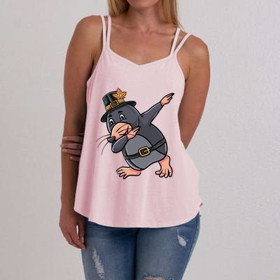 Dabbing Pilgrim Mole Thanksgiving Mole Gift Women's Strappy Tank