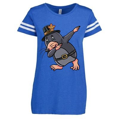 Dabbing Pilgrim Mole Thanksgiving Mole Gift Enza Ladies Jersey Football T-Shirt