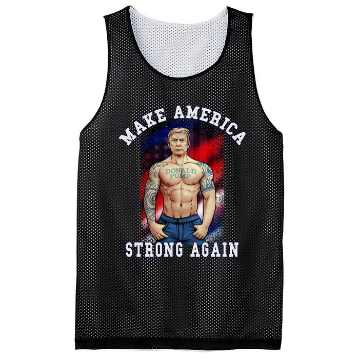 Donald Pump Make America Strong Again US Mesh Reversible Basketball Jersey Tank