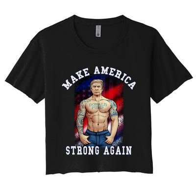 Donald Pump Make America Strong Again US Women's Crop Top Tee