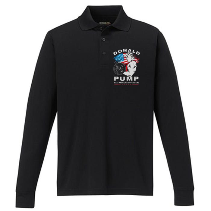 Donald Pump Make America Strong Again US Performance Long Sleeve Polo