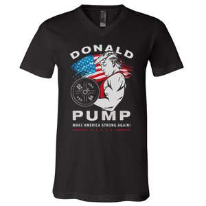 Donald Pump Make America Strong Again US V-Neck T-Shirt