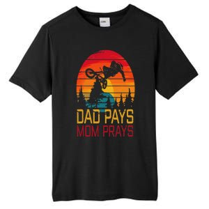 Dad Pays Mom Prays Dirt Bike Retro Motocross Tall Fusion ChromaSoft Performance T-Shirt