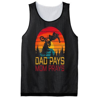 Dad Pays Mom Prays Dirt Bike Retro Motocross Mesh Reversible Basketball Jersey Tank