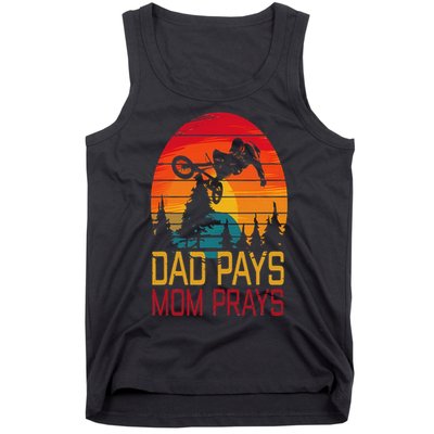 Dad Pays Mom Prays Dirt Bike Retro Motocross Tank Top