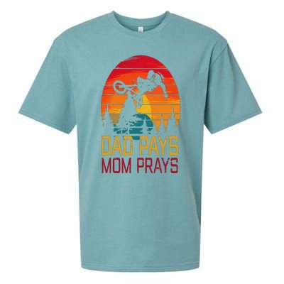 Dad Pays Mom Prays Dirt Bike Retro Motocross Sueded Cloud Jersey T-Shirt