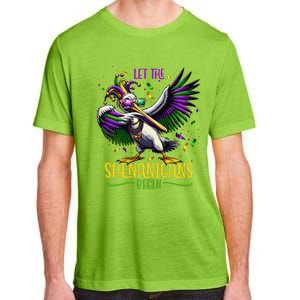 Dabbing Pelikan Mardi Gras Costume Let The Shenanigans Begin Adult ChromaSoft Performance T-Shirt