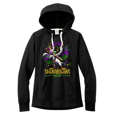 Dabbing Pelikan Mardi Gras Costume Let The Shenanigans Begin Women's Fleece Hoodie