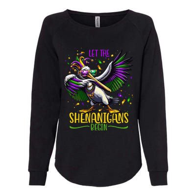 Dabbing Pelikan Mardi Gras Costume Let The Shenanigans Begin Womens California Wash Sweatshirt