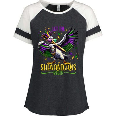 Dabbing Pelikan Mardi Gras Costume Let The Shenanigans Begin Enza Ladies Jersey Colorblock Tee