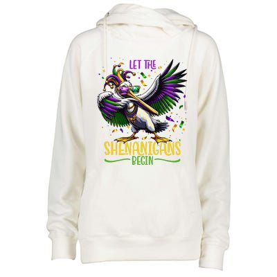 Dabbing Pelikan Mardi Gras Costume Let The Shenanigans Begin Womens Funnel Neck Pullover Hood