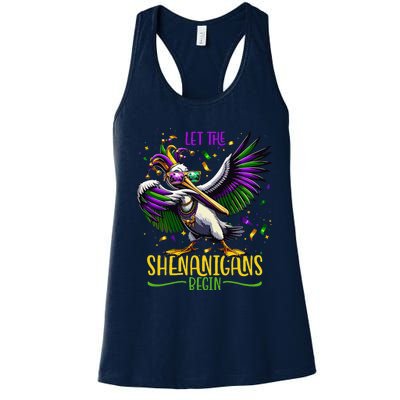 Dabbing Pelikan Mardi Gras Costume Let The Shenanigans Begin Women's Racerback Tank