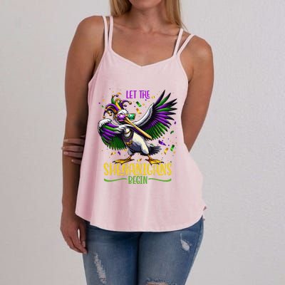 Dabbing Pelikan Mardi Gras Costume Let The Shenanigans Begin Women's Strappy Tank