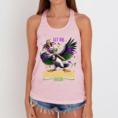 Dabbing Pelikan Mardi Gras Costume Let The Shenanigans Begin Women's Knotted Racerback Tank