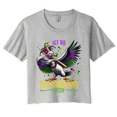 Dabbing Pelikan Mardi Gras Costume Let The Shenanigans Begin Women's Crop Top Tee