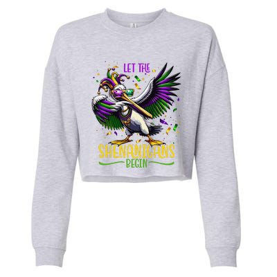 Dabbing Pelikan Mardi Gras Costume Let The Shenanigans Begin Cropped Pullover Crew