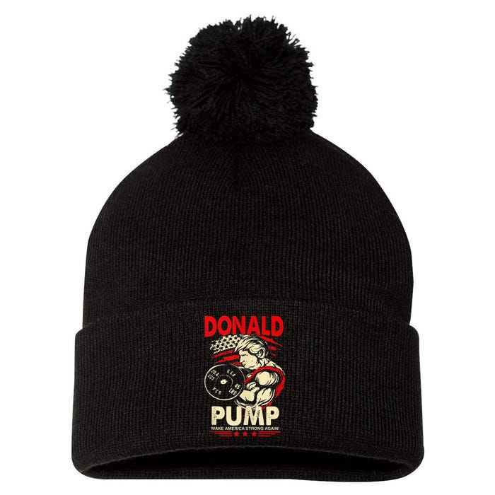 Donald Pump Make America Strong Again Tank Top Classic Pom Pom 12in Knit Beanie