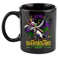 Dabbing Pelikan Mardi Gras Costume Let The Shenanigans Begin 11oz C Handle Ceramic Mug