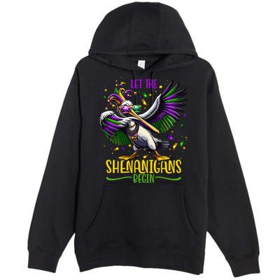 Dabbing Pelikan Mardi Gras Costume Let The Shenanigans Begin Premium Pullover Hoodie