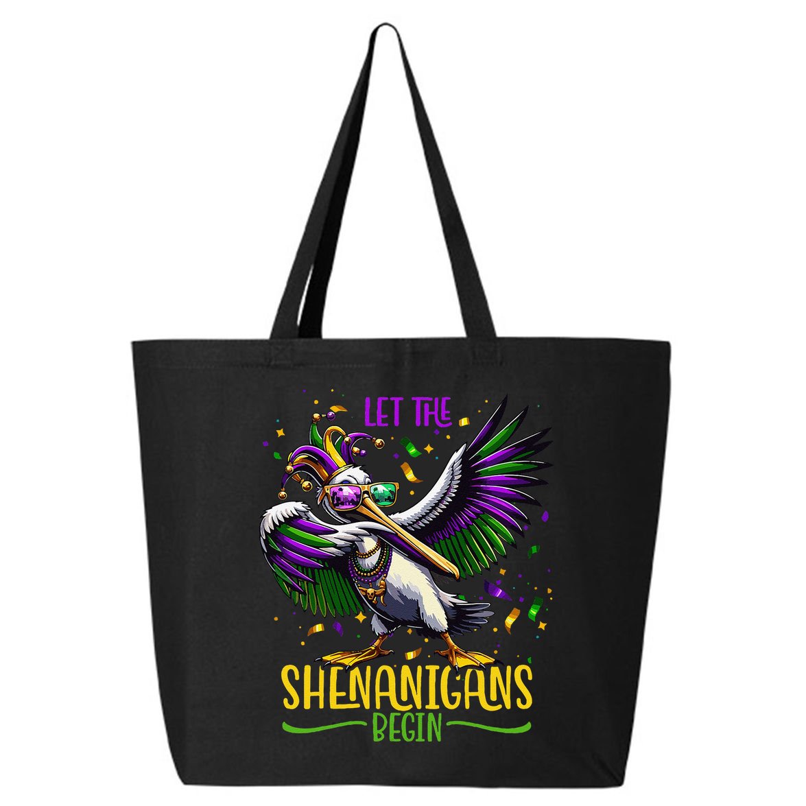 Dabbing Pelikan Mardi Gras Costume Let The Shenanigans Begin 25L Jumbo Tote