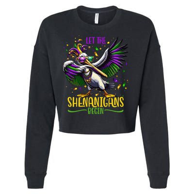 Dabbing Pelikan Mardi Gras Costume Let The Shenanigans Begin Cropped Pullover Crew