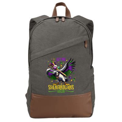 Dabbing Pelikan Mardi Gras Costume Let The Shenanigans Begin Cotton Canvas Backpack