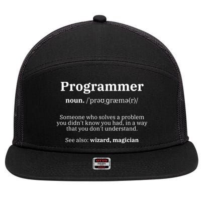 Definition Programmer Meaning Computer Science Coding 7 Panel Mesh Trucker Snapback Hat
