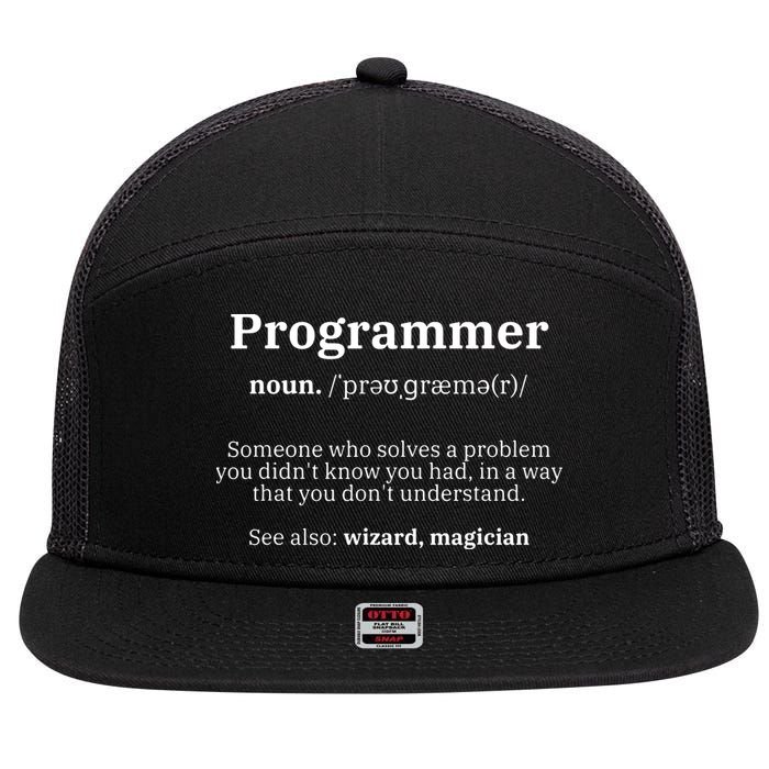 Definition Programmer Meaning Computer Science Coding 7 Panel Mesh Trucker Snapback Hat