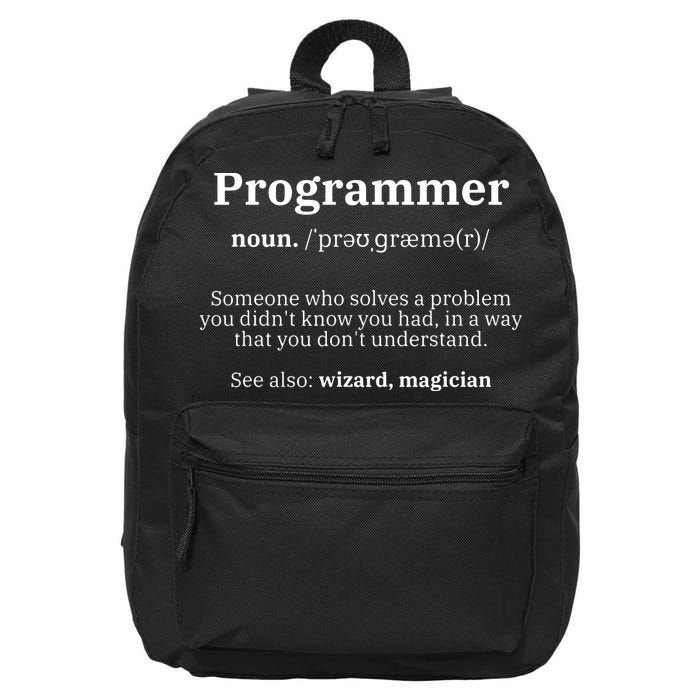 Definition Programmer Meaning Computer Science Coding 16 in Basic Backpack