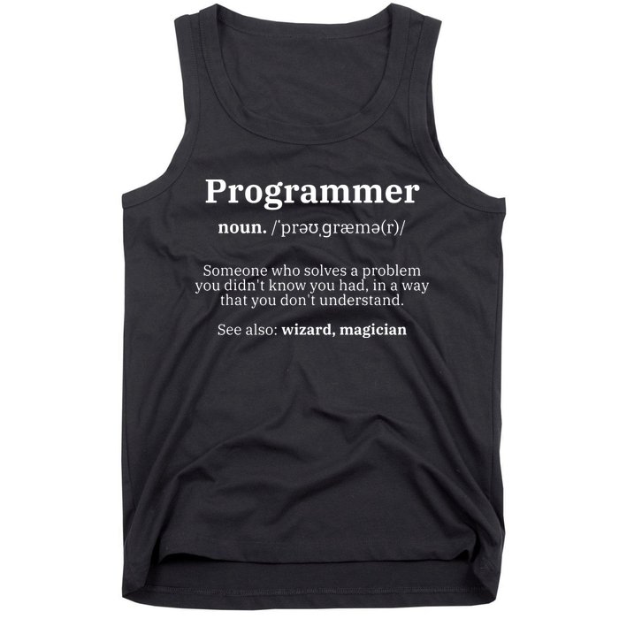 Definition Programmer Meaning Computer Science Coding Tank Top