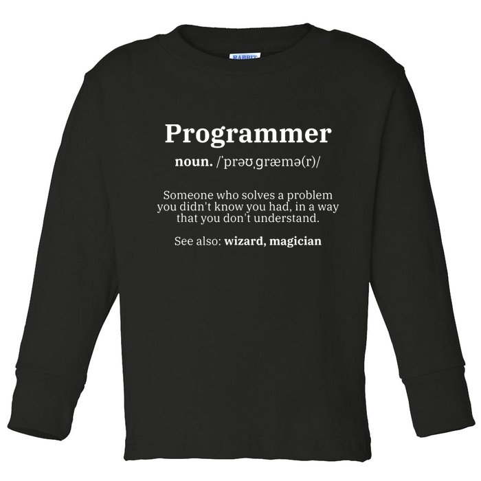 Definition Programmer Meaning Computer Science Coding Toddler Long Sleeve Shirt