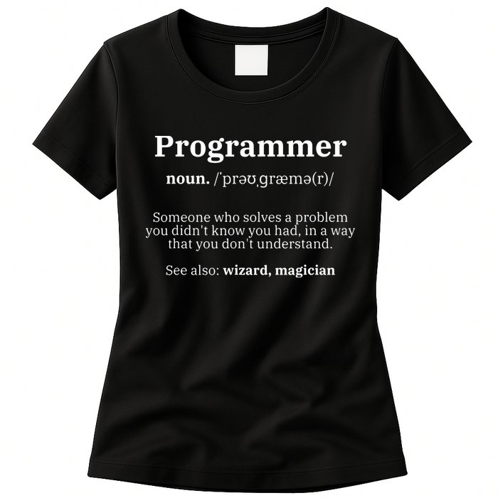 Definition Programmer Meaning Computer Science Coding Womens T-Shirt