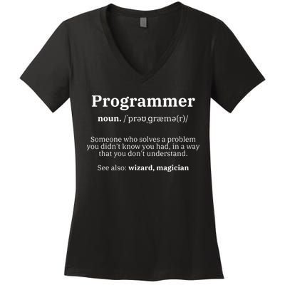 Definition Programmer Meaning Computer Science Coding Women's V-Neck T-Shirt